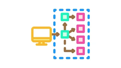 Serverless architecture software color icon animation Stock Footage 327267888