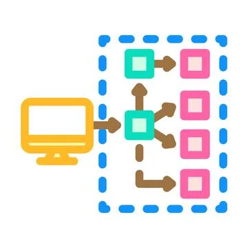 Serverless architecture software color icon vector illustration Illustrazione stock