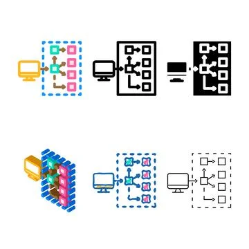 Serverless architecture software color icon vector series Illustrazione stock