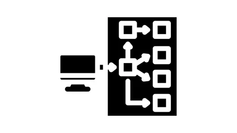 Serverless architecture software glyph icon animation Stock Footage 326743829