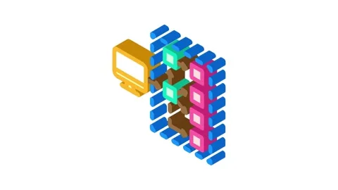 Serverless architecture software isometric icon animation Stockbeeldmateriaal 327290991