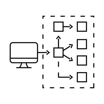 Serverless architecture software line icon vector illustration 库存插图