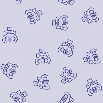 Serverless architecture software line seamless pattern Stock Illustration