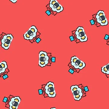 Serverless architecture software vector seamless pattern 스톡 일러스트