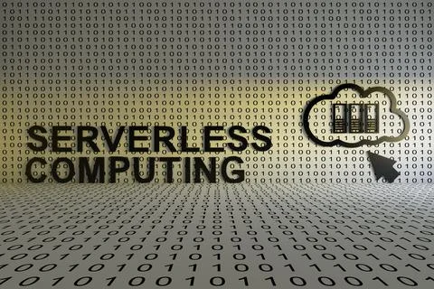 SERVERLESS COMPUTING concept text sunlight 3D illustration Stock Illustration