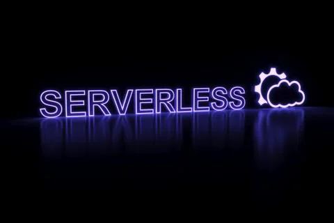 SERVERLESS COMPUTING neon concept self illumination background 3D illustratio 库存照片