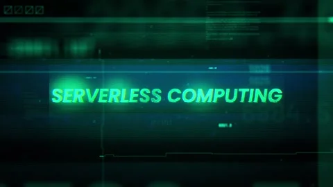 Serverless Computing Word on Noise Glitch Error technology futuristic data b Stock Footage 343335602