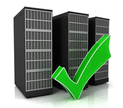 Servers and check mark Stock Illustration