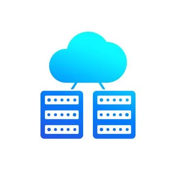 Servers and cloud solutions icon on white Stockillustratie