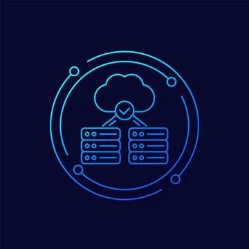 Servers and cloud solutions icon, linear design Stock Illustration