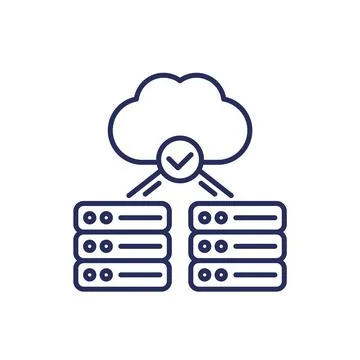 Servers and cloud solutions line icon Stockillustratie