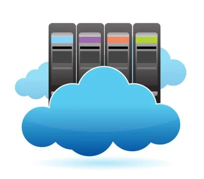Servers and clouds illustration design over white Stock Illustration
