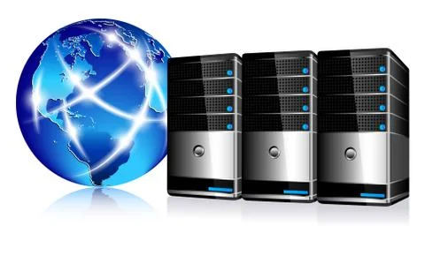 Servers and communication Internet World 库存插图