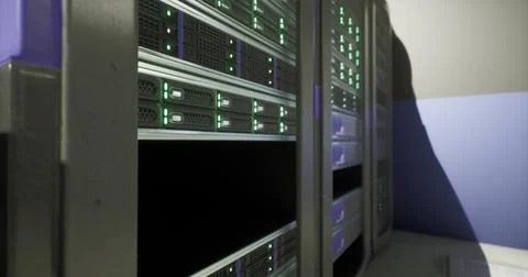 Servers and data storage systems in a modern technology environment Stock Illustration