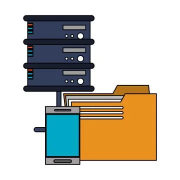 Servers and database technology symbols Stock Illustration