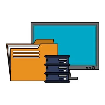 Servers and database technology symbols Illustrazione stock