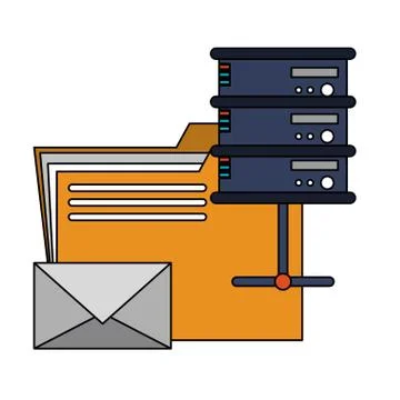 Servers and database technology symbols Illustrazione stock