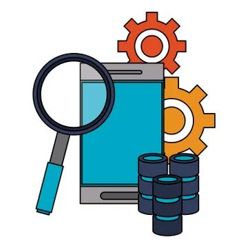 Servers and database technology symbols Stock Illustration