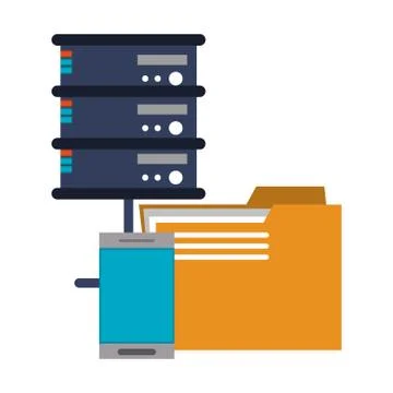 Servers and database technology symbols Stock Illustration