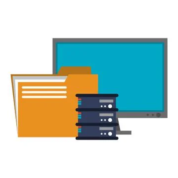 Servers and database technology symbols Stock Illustration