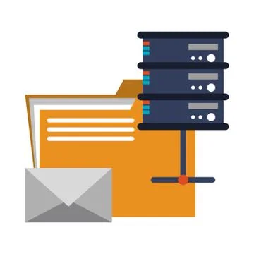 Servers and database technology symbols Stock Illustration