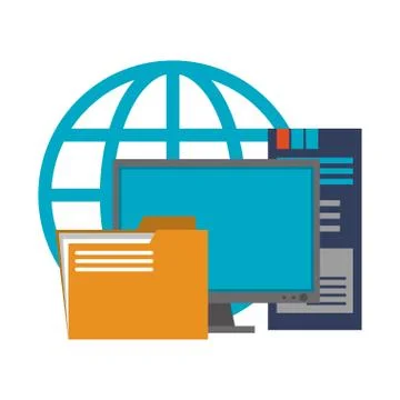 Servers and database technology symbols Illustrazione stock