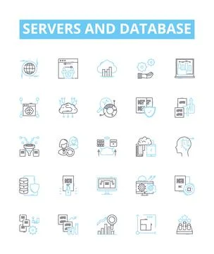 Servers and database vector line icons set. Servers, Databases, SQL, MySQL Stock Illustration