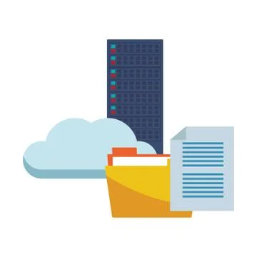 Servers and documents Illustrazione stock