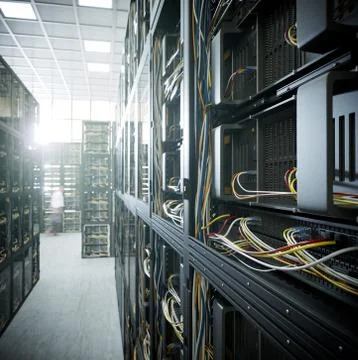 Servers and hardware room computer technology concept photo Stock Photos