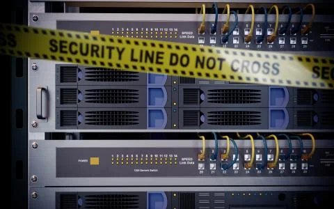 Servers and hardware room computer technology security concept Stock Photos