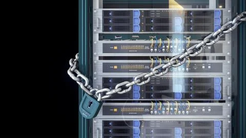 Servers and hardware room computer technology security concept Stock Photos