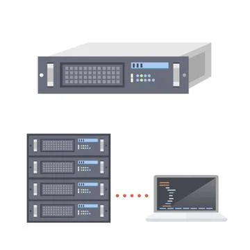 Servers and Laptop Illustrazione stock