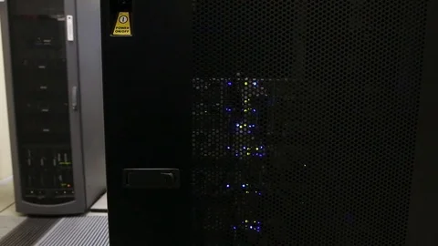 Servers Background Network servers with blinking lights. Hi tech glowing and Video stock 71006619