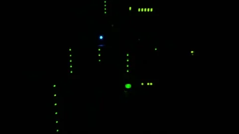Servers blinking in dark data center Stock Footage 155486734