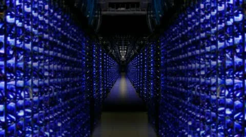 Servers Blue Fast Zoom Stock Footage 12455010