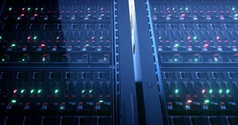 Servers close up. Modern data center. Cloud computing. Loopable seamless 4k UHD Video stock 84169286