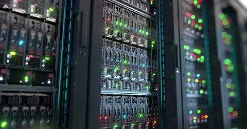 Servers close up.  Modern datacenter. Cloud computing. 4k UHD loop Stock Footage 67612954