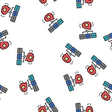 Servers communication neural network vector seamless pattern Stock Illustration