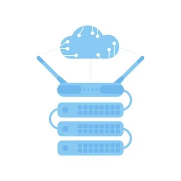 Servers connected to the router. IOT and automation concept. Isolated. Vector イラスト素材
