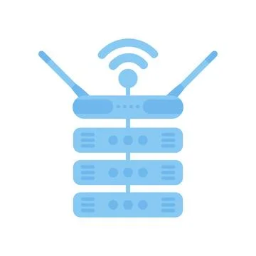 Servers connected to the router. IOT and automation concept. Isolated. Vector イラスト素材
