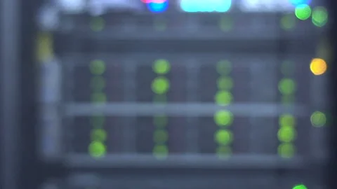 Servers in data center.  Blurred Background.  flashing lights Video stock 86034239