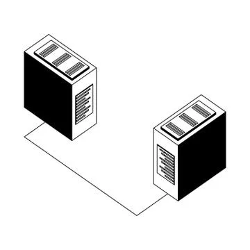 Servers data center with circuit isometric icon Illustrazione stock