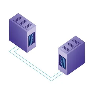 Servers data center with circuit isometric icon イラスト素材