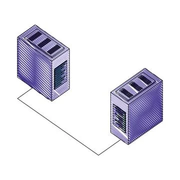 Servers data center with circuit isometric icon 库存插图