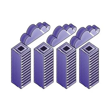 Servers data center with clouds computing isometric icon Illustrazione stock