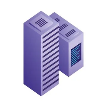 Servers data center isometric icon 스톡 일러스트