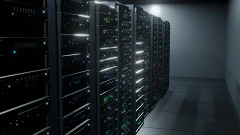 Servers data center room ai cloud bg seamless looped animation Stock Footage 344889169