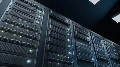 Servers data digital store center cloud computer rack bg able to loop endless Stock Footage 346771955