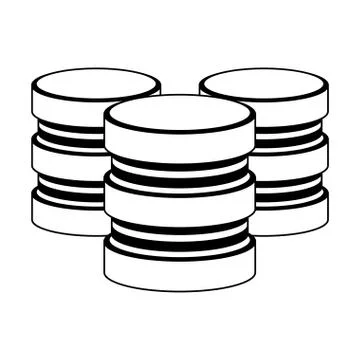 Servers database technology in black and white Stock Illustration