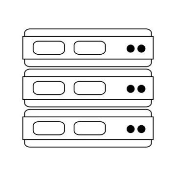 Servers database technology in black and white Stock Illustration